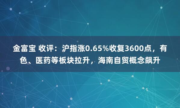 金富宝 收评：沪指涨0.65%收复3600点，有色、医药等板块拉升，海南自贸概念飙升